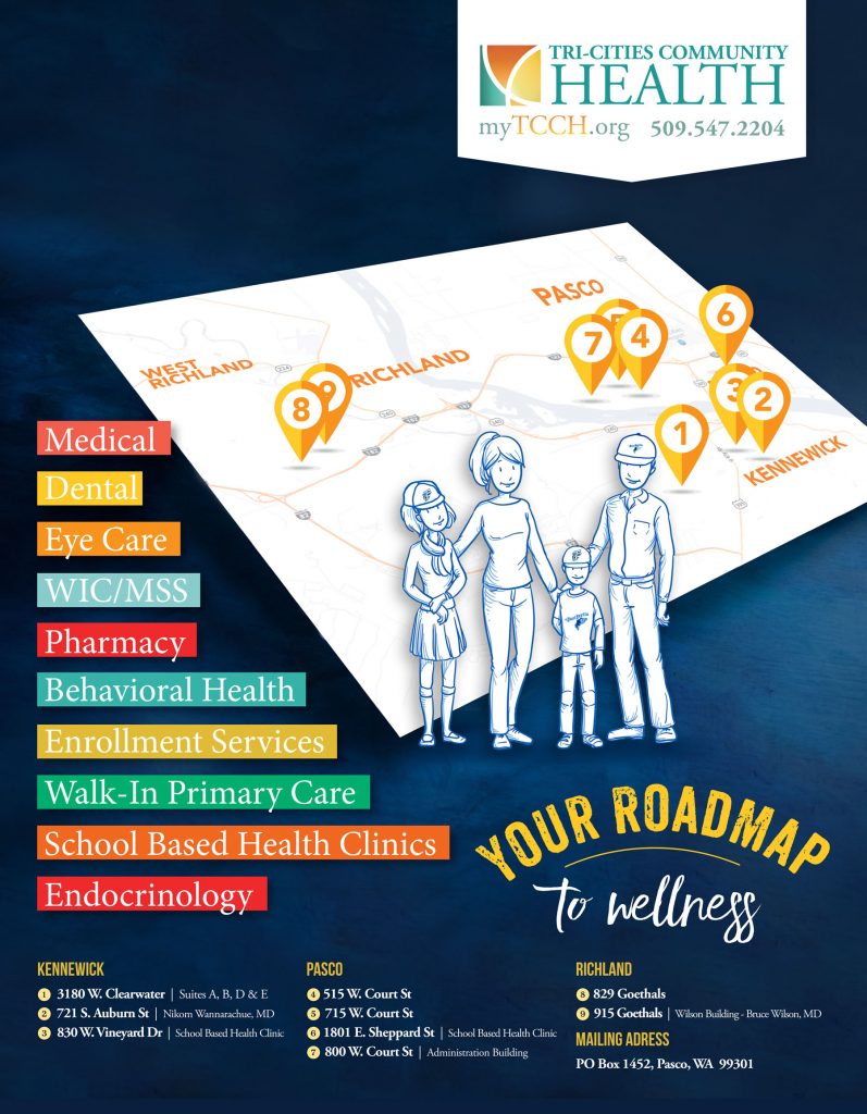 Designing ads for TriCities Community Health Spearmint Studio